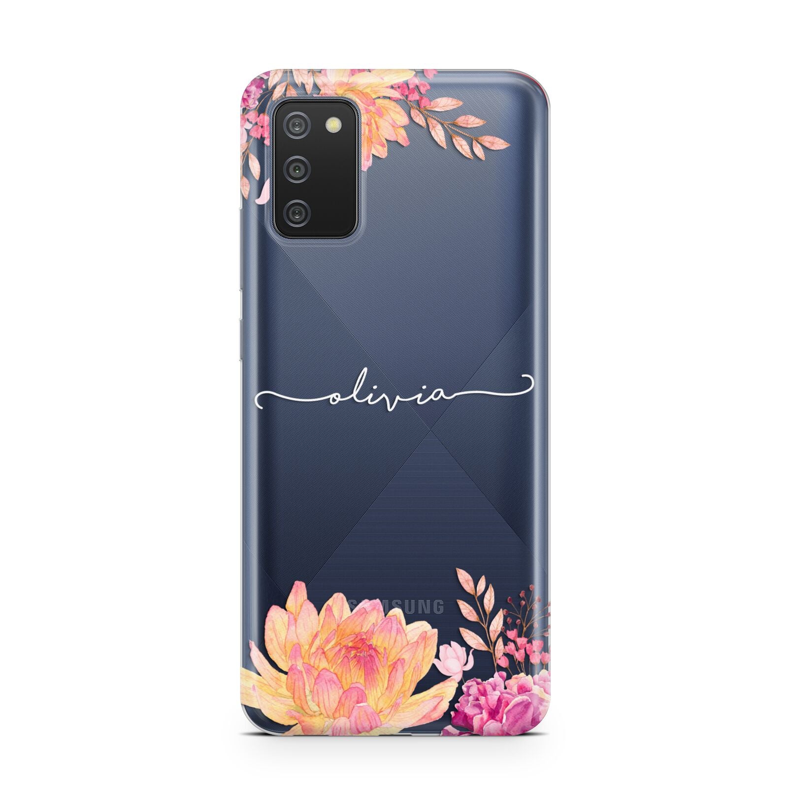 Personalised Dahlia Flowers Samsung A02s Case