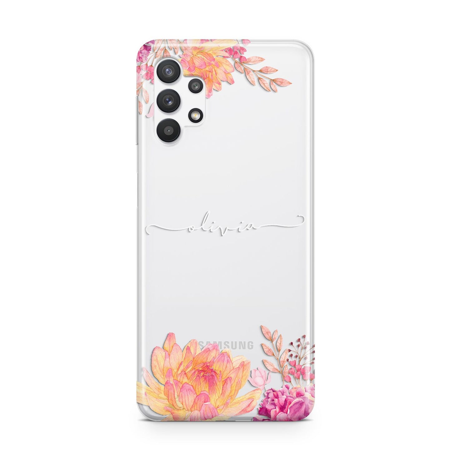 Personalised Dahlia Flowers Samsung A32 5G Case