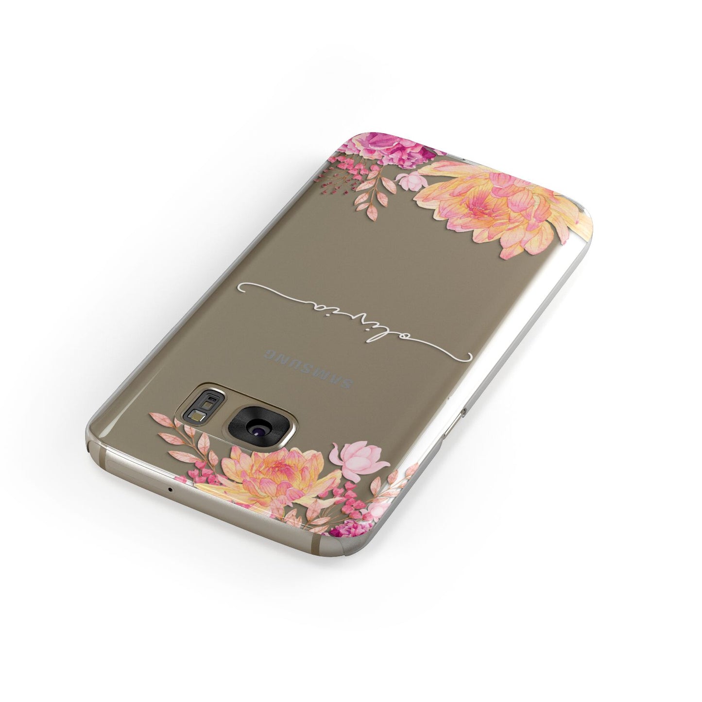 Personalised Dahlia Flowers Samsung Galaxy Case Front Close Up