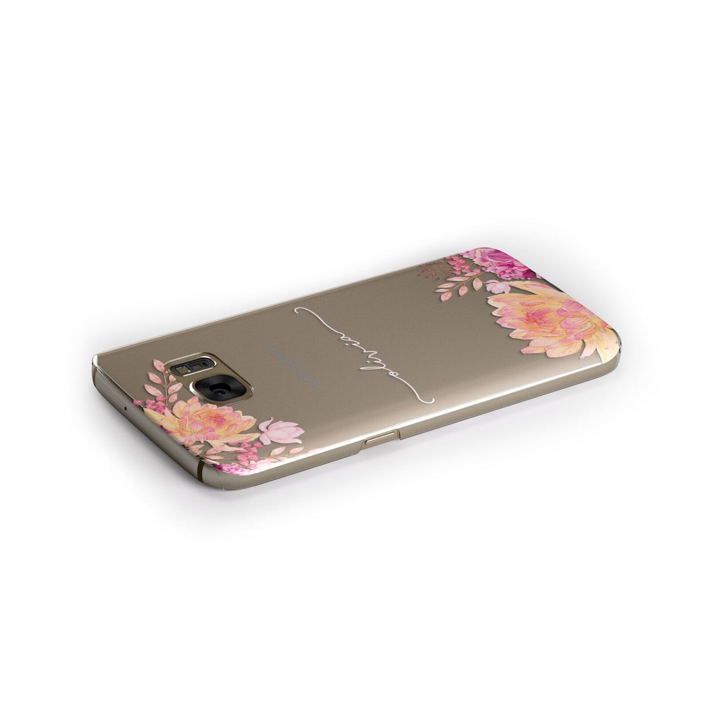 Personalised Dahlia Flowers Samsung Galaxy Case Side Close Up