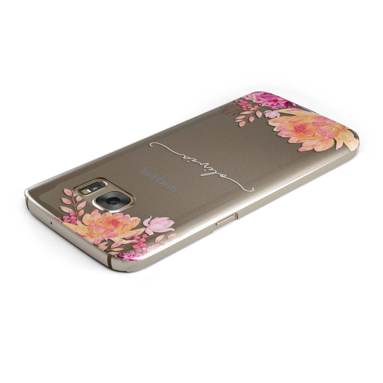 Personalised Dahlia Flowers Samsung Galaxy Case Top Cutout