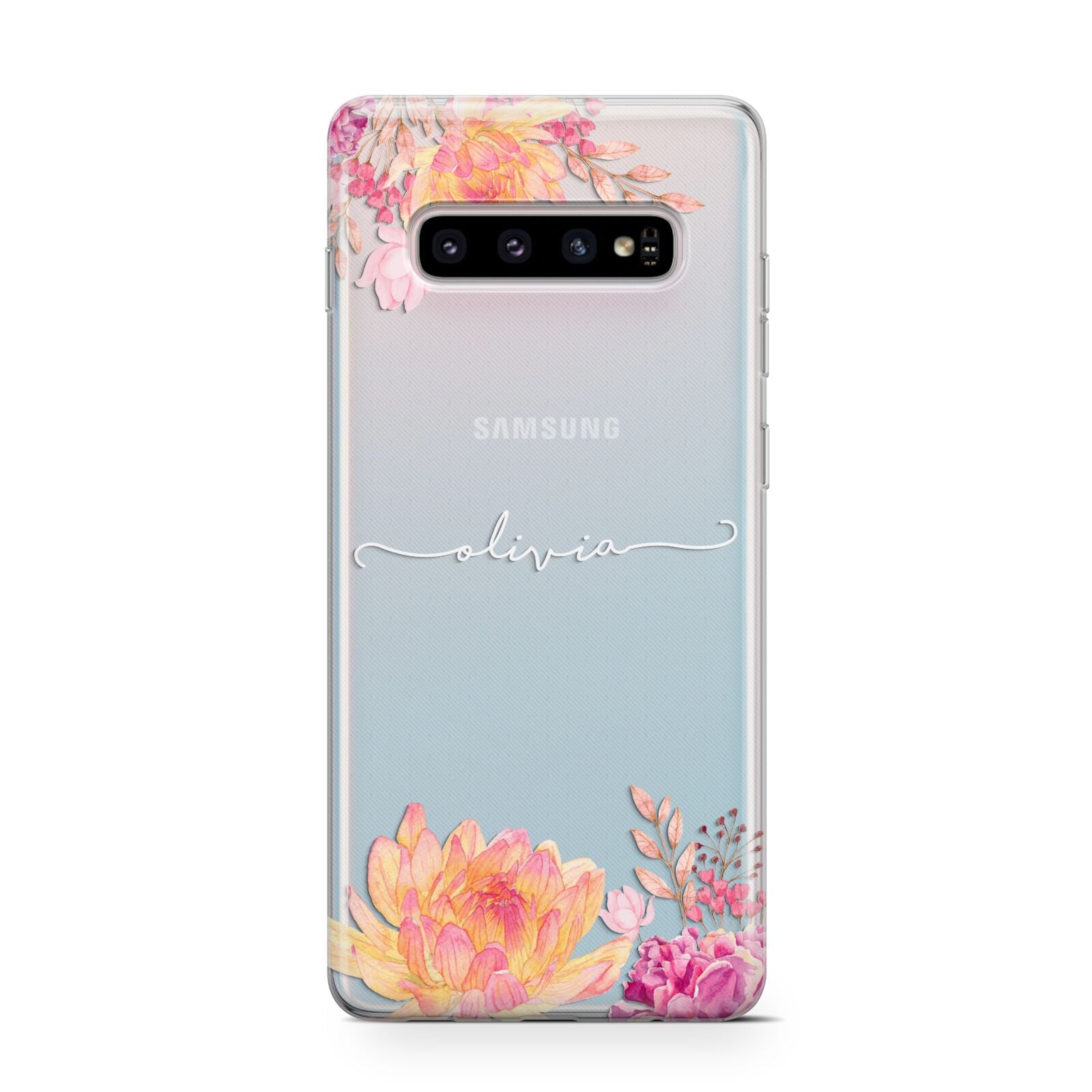 Personalised Dahlia Flowers Samsung Galaxy S10 Case