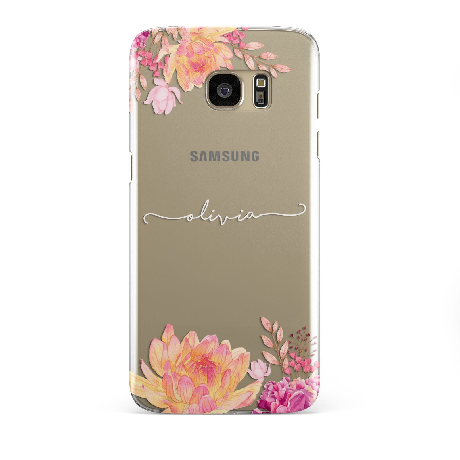 Personalised Dahlia Flowers Samsung Galaxy S7 Edge Case