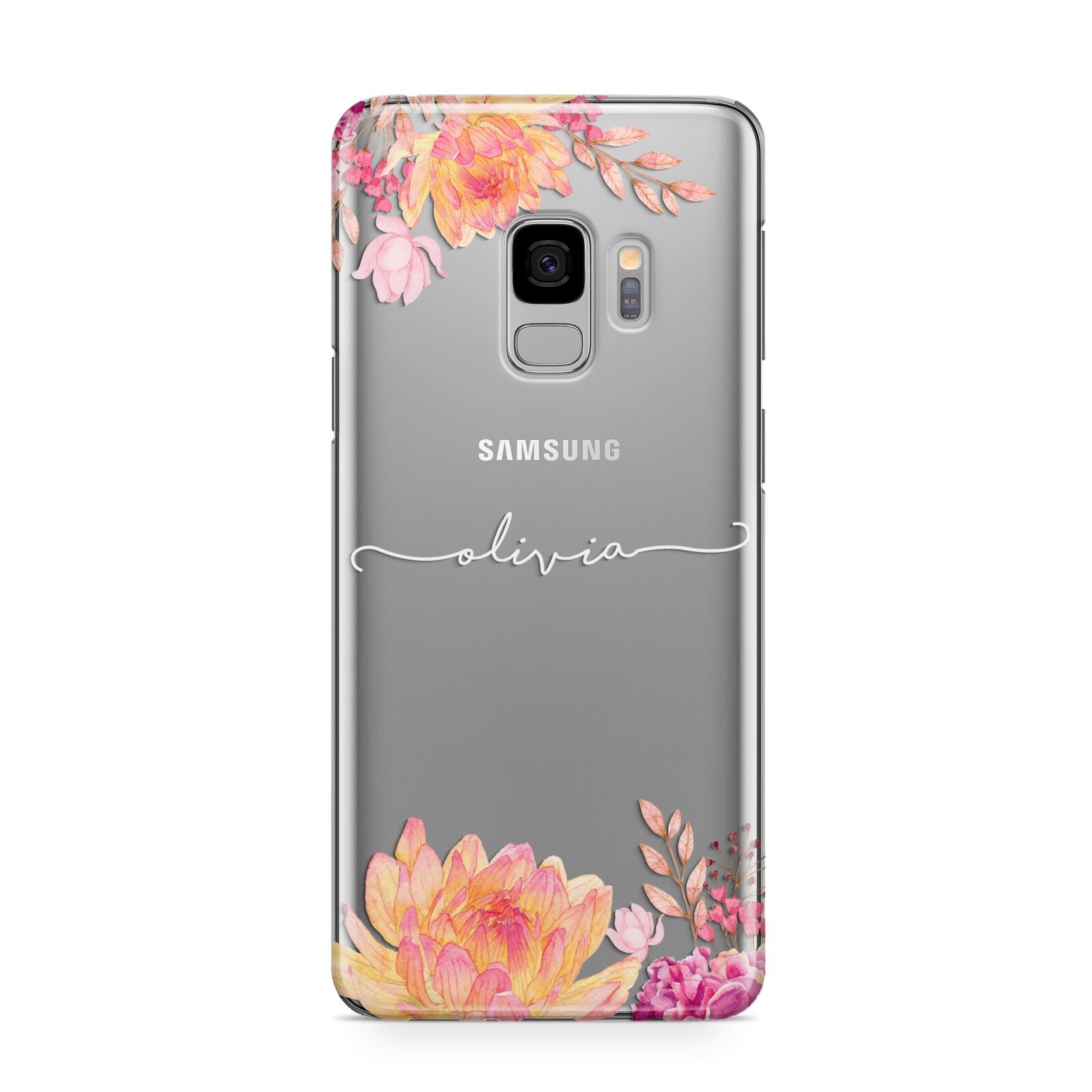 Personalised Dahlia Flowers Samsung Galaxy S9 Case