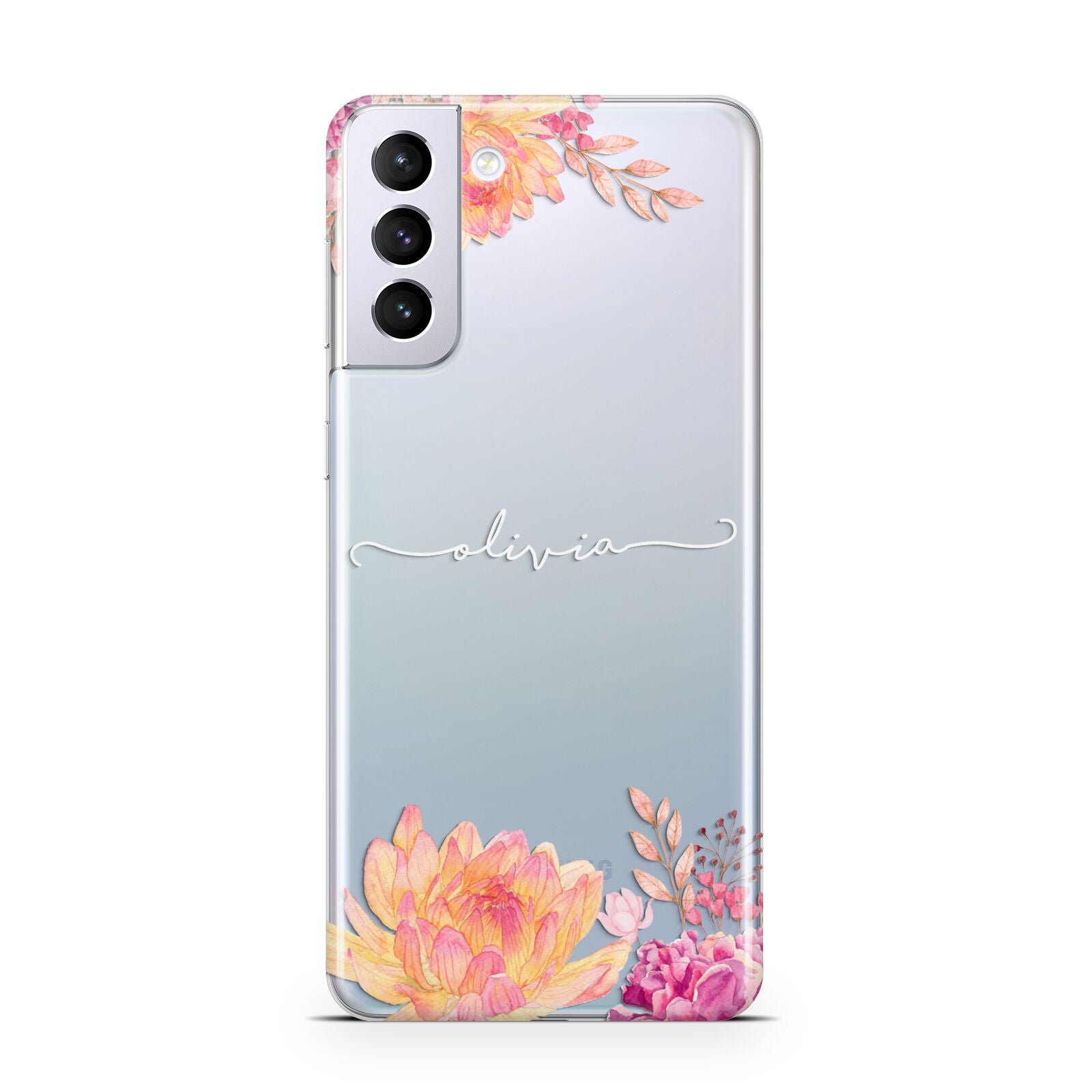 Personalised Dahlia Flowers Samsung S21 Plus Case