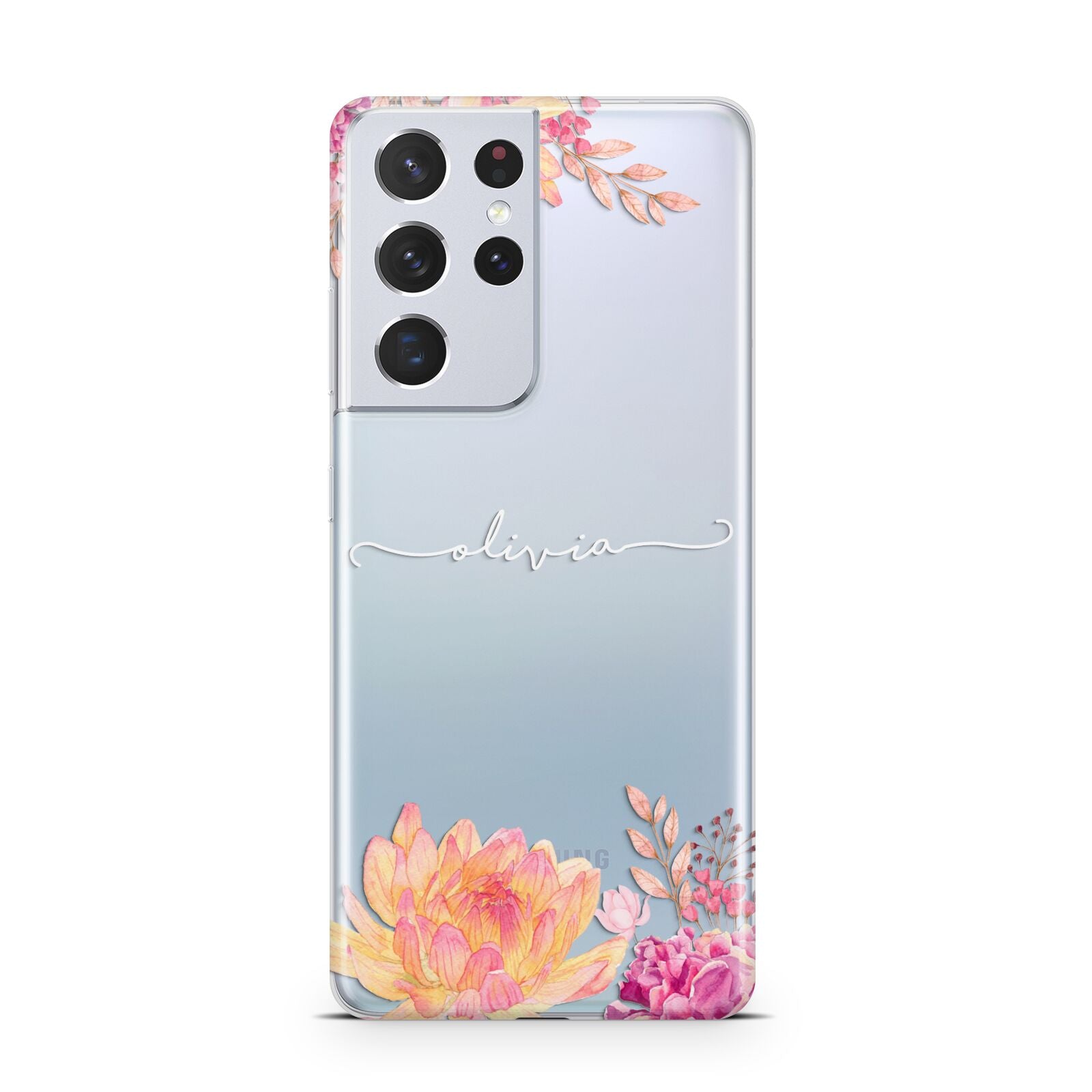 Personalised Dahlia Flowers Samsung S21 Ultra Case