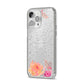 Personalised Dahlia Flowers iPhone 14 Pro Max Glitter Tough Case Silver Angled Image