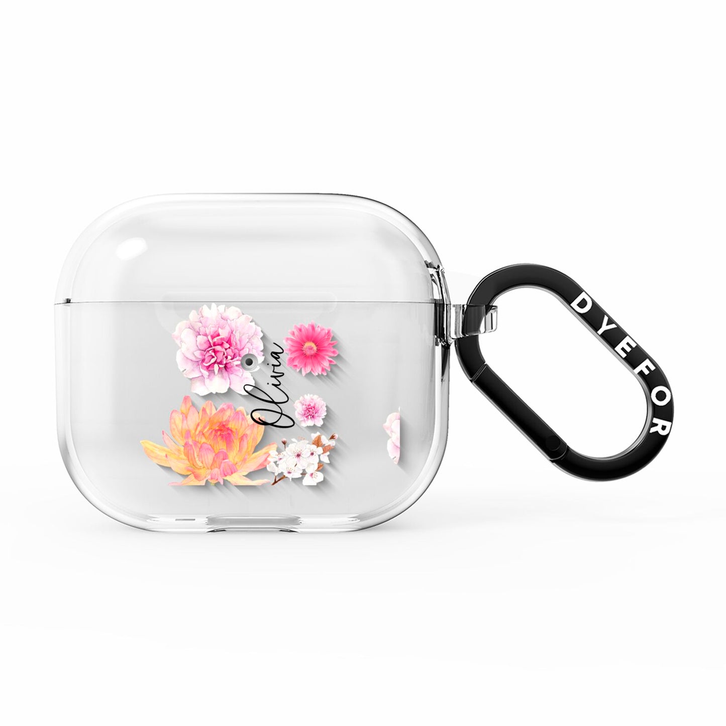 Personalised Dahlia Pink AirPods Clear Case 3rd Gen