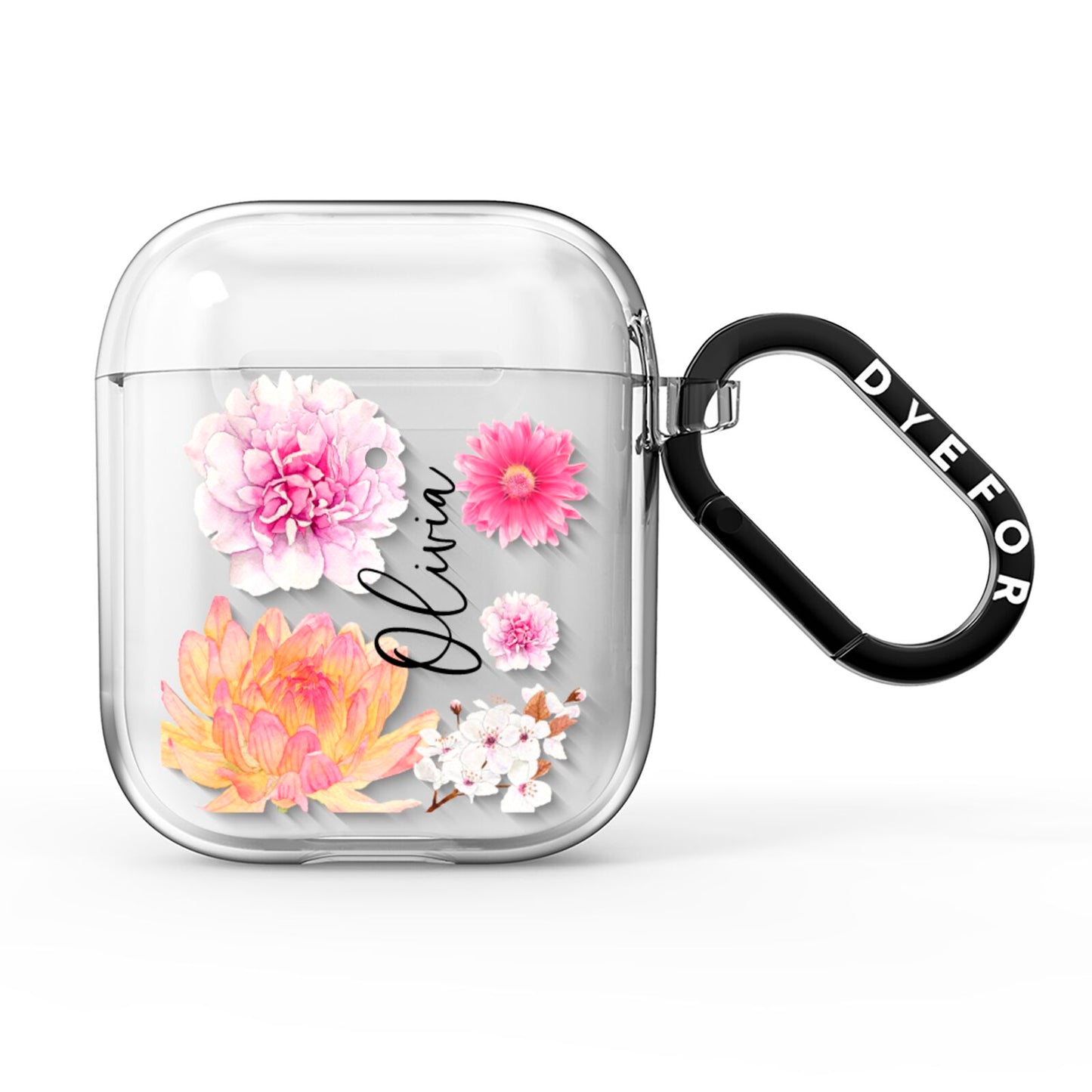 Personalised Dahlia Pink AirPods Clear Case