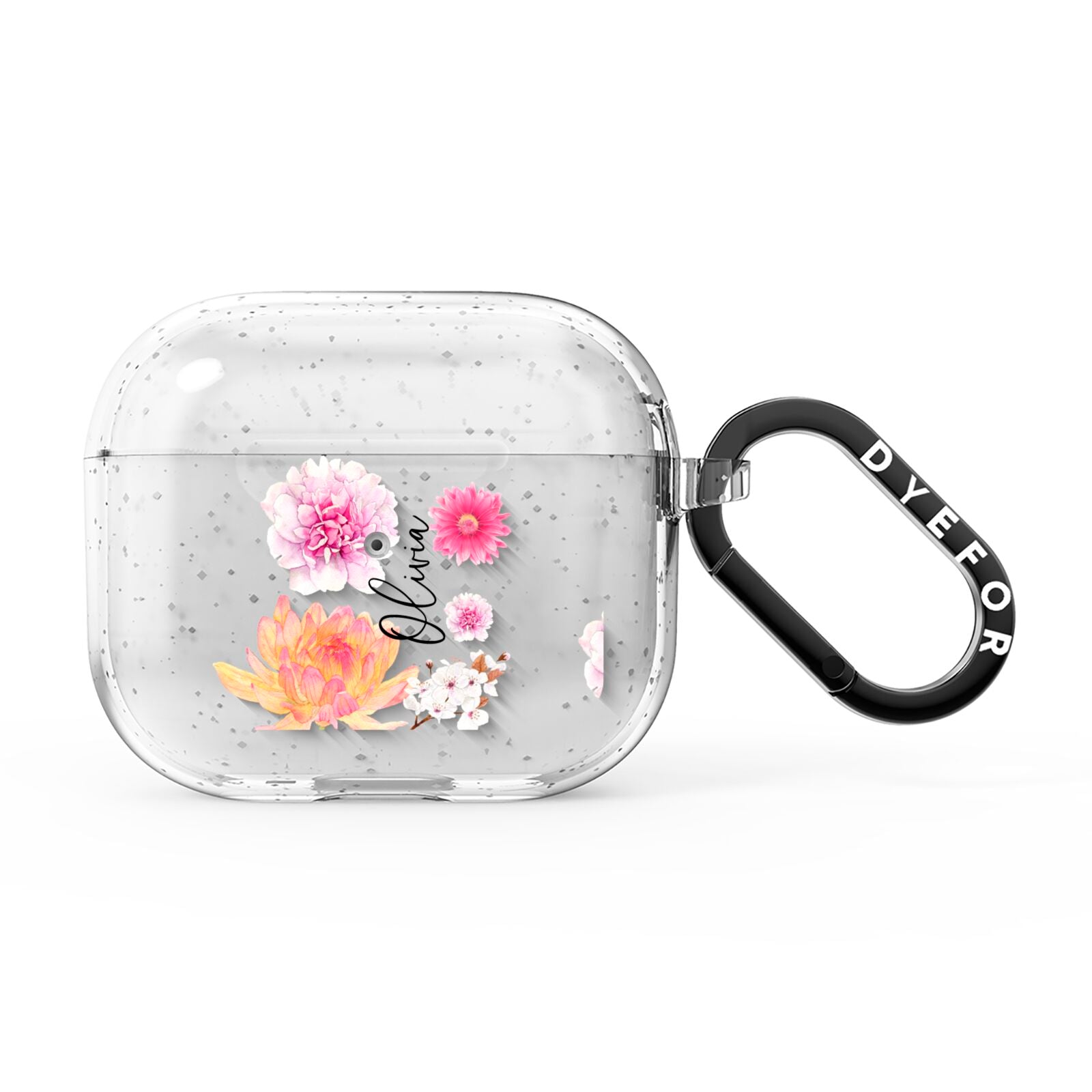 Personalised Dahlia Pink AirPods Glitter Case 3rd Gen