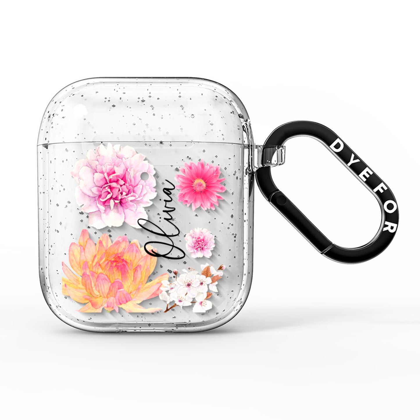 Personalised Dahlia Pink AirPods Glitter Case