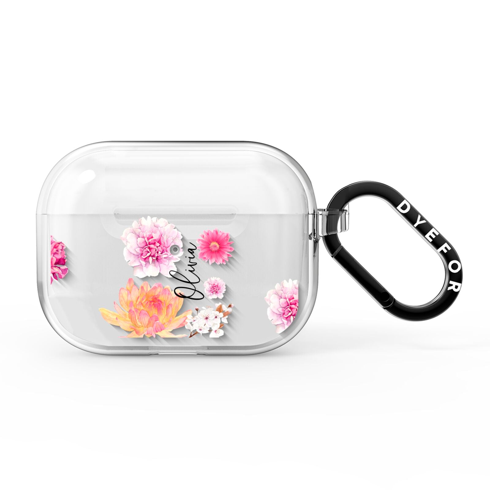 Personalised Dahlia Pink AirPods Pro Clear Case