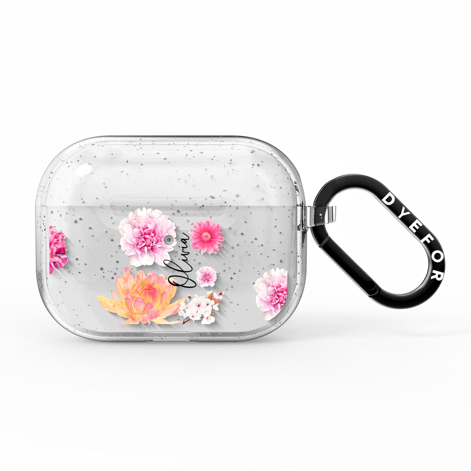 Personalised Dahlia Pink AirPods Pro Glitter Case