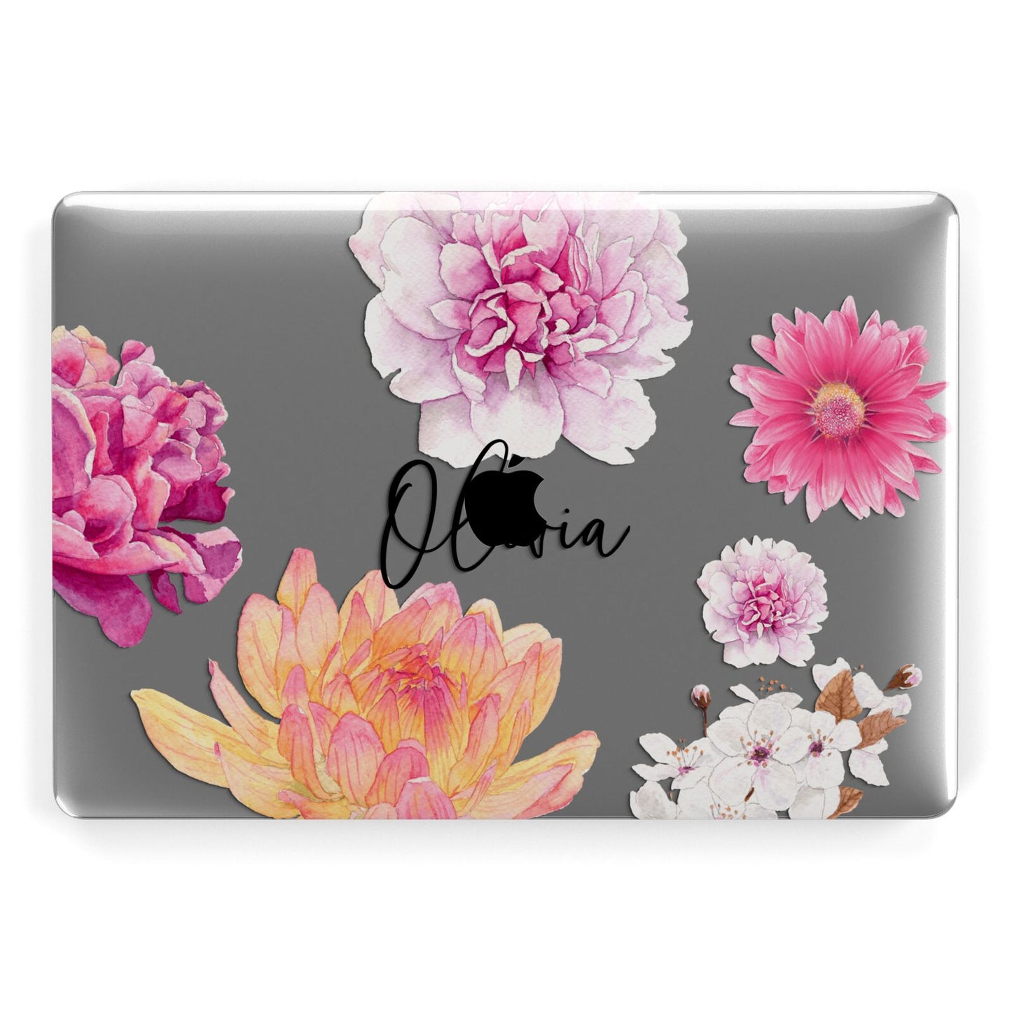 Personalised Dahlia Pink Apple MacBook Case