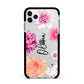 Personalised Dahlia Pink Apple iPhone 11 Pro Max in Silver with Black Impact Case