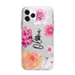 Personalised Dahlia Pink Apple iPhone 11 Pro Max in Silver with Bumper Case