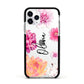 Personalised Dahlia Pink Apple iPhone 11 Pro in Silver with Black Impact Case