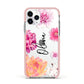 Personalised Dahlia Pink Apple iPhone 11 Pro in Silver with Pink Impact Case