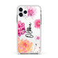 Personalised Dahlia Pink Apple iPhone 11 Pro in Silver with White Impact Case