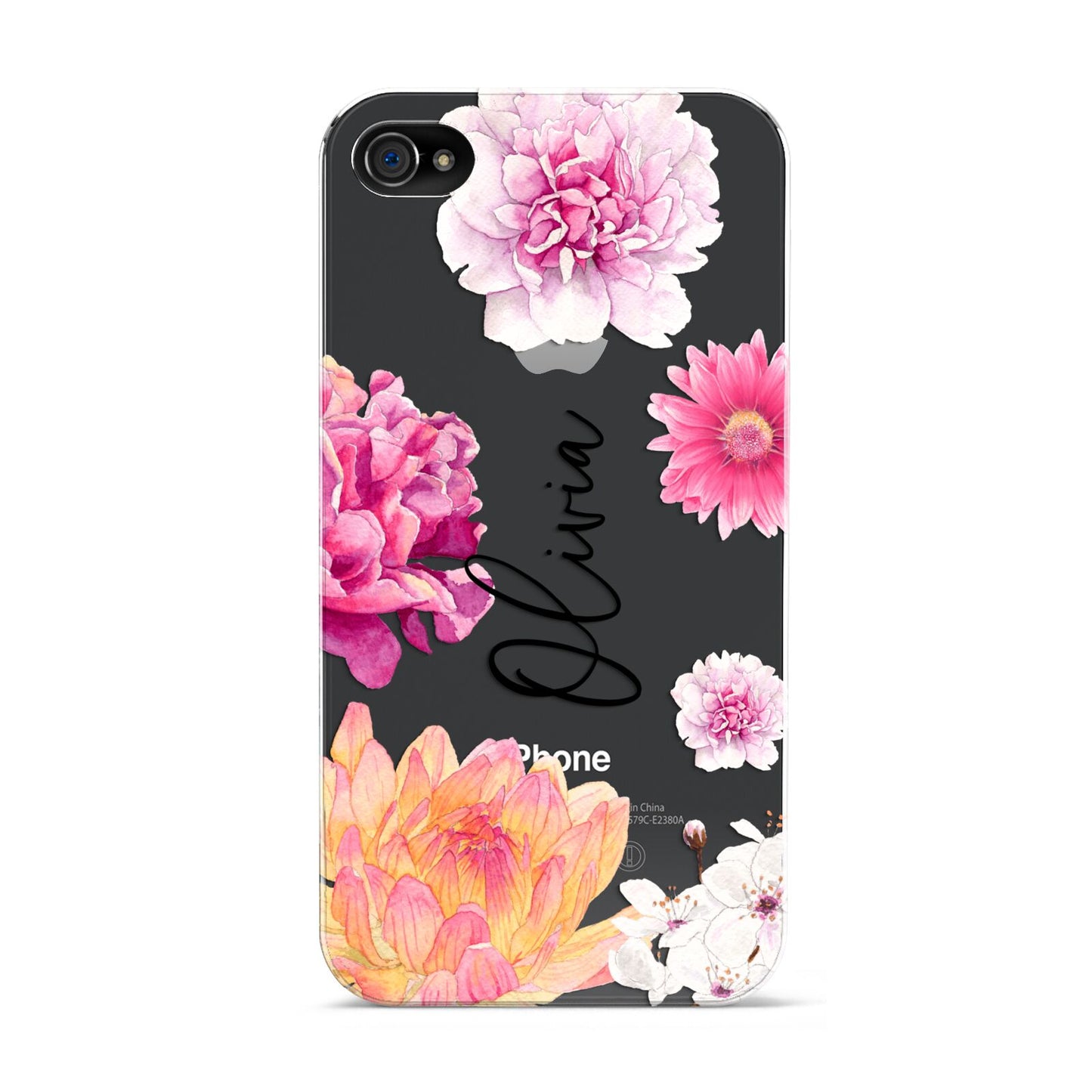 Personalised Dahlia Pink Apple iPhone 4s Case