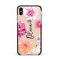 Personalised Dahlia Pink Apple iPhone Xs Max Impact Case Black Edge on Gold Phone