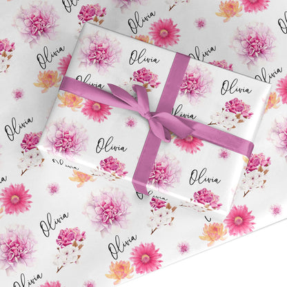 Personalised Dahlia Pink Custom Wrapping Paper