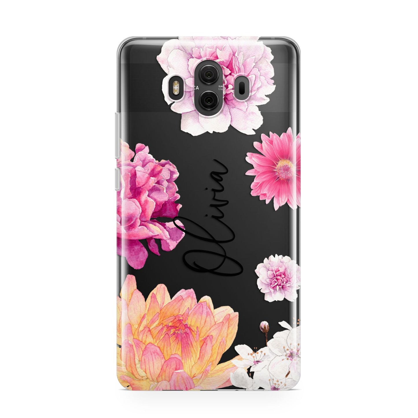 Personalised Dahlia Pink Huawei Mate 10 Protective Phone Case