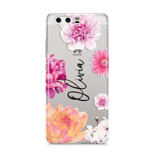 Personalised Dahlia Pink Huawei P10 Phone Case