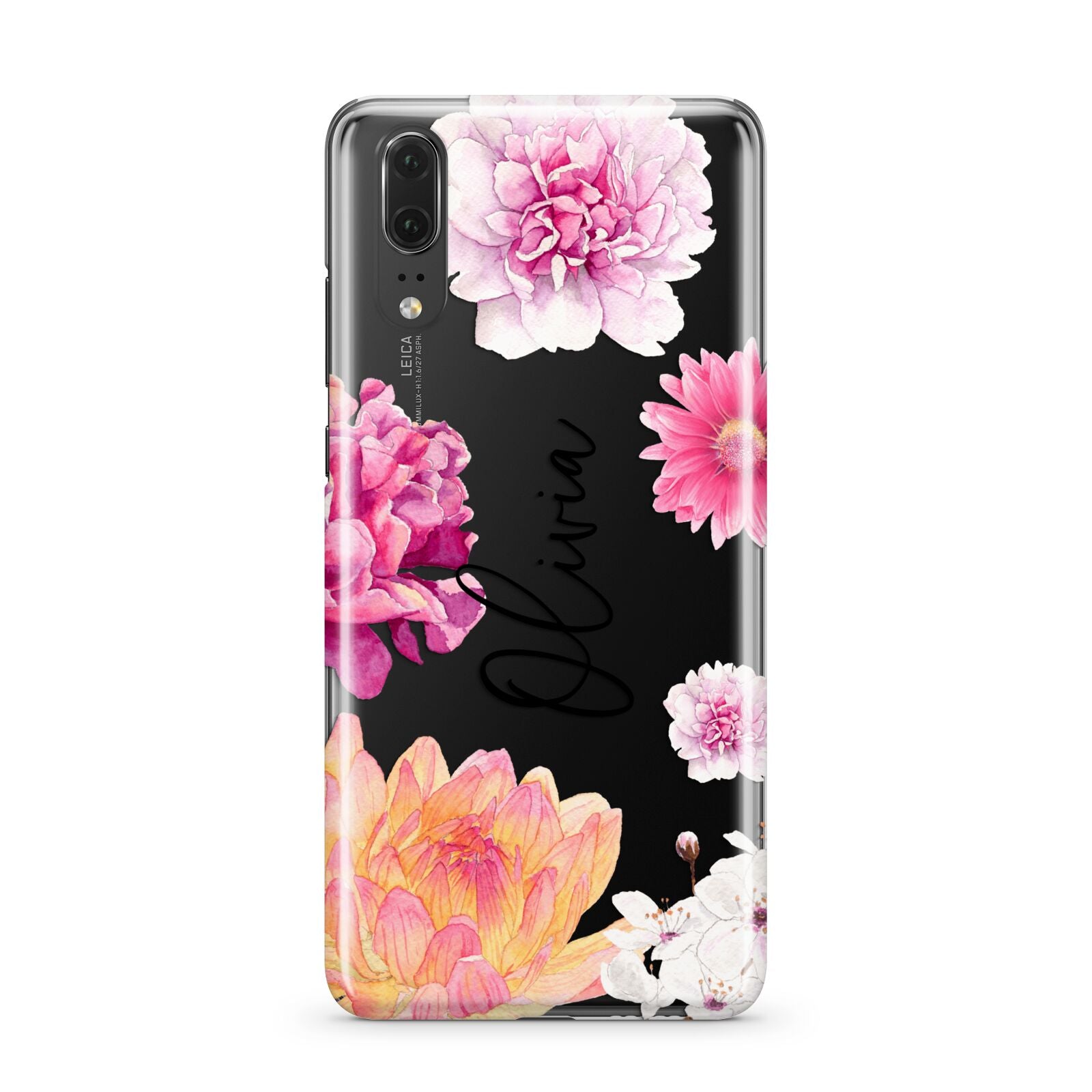 Personalised Dahlia Pink Huawei P20 Phone Case