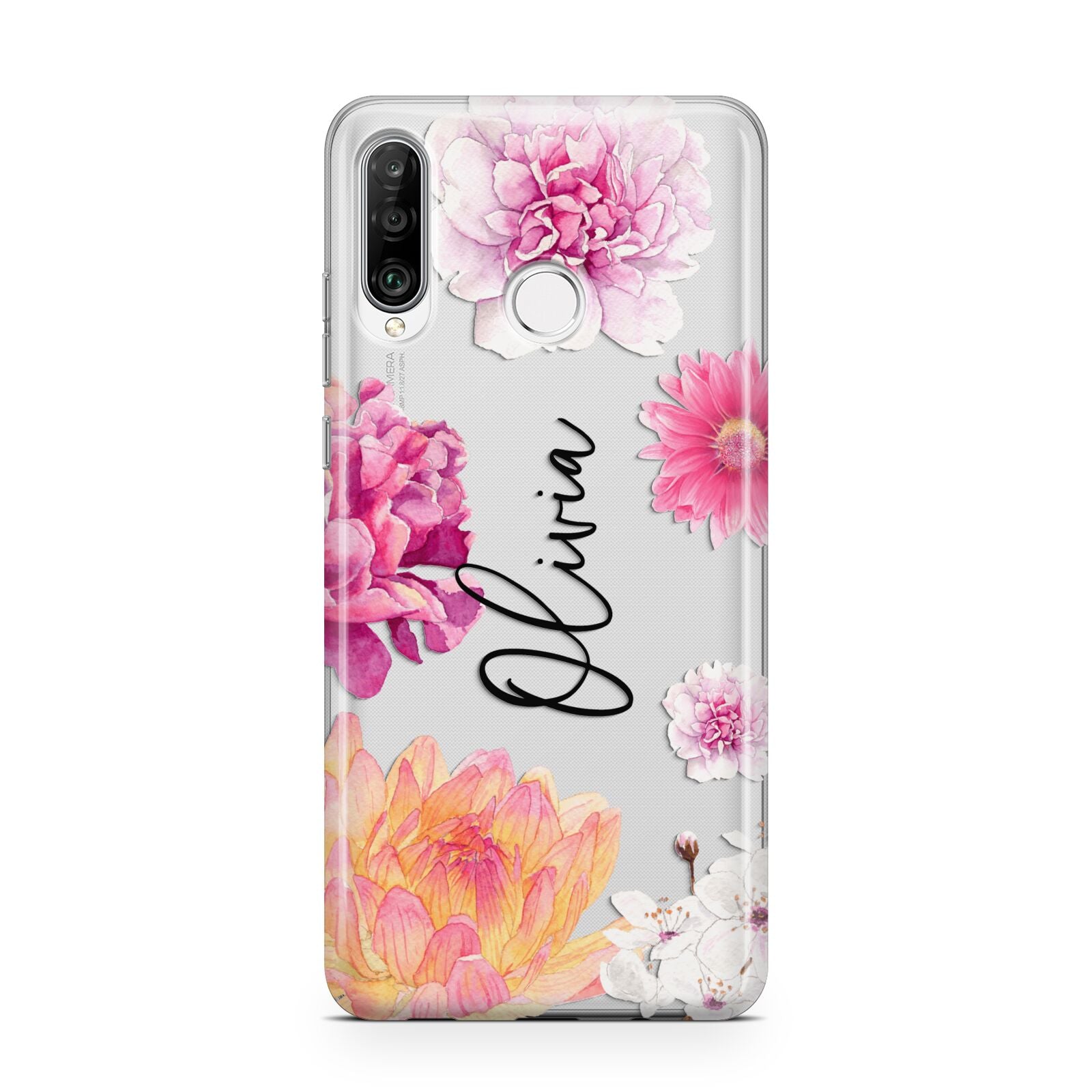 Personalised Dahlia Pink Huawei P30 Lite Phone Case