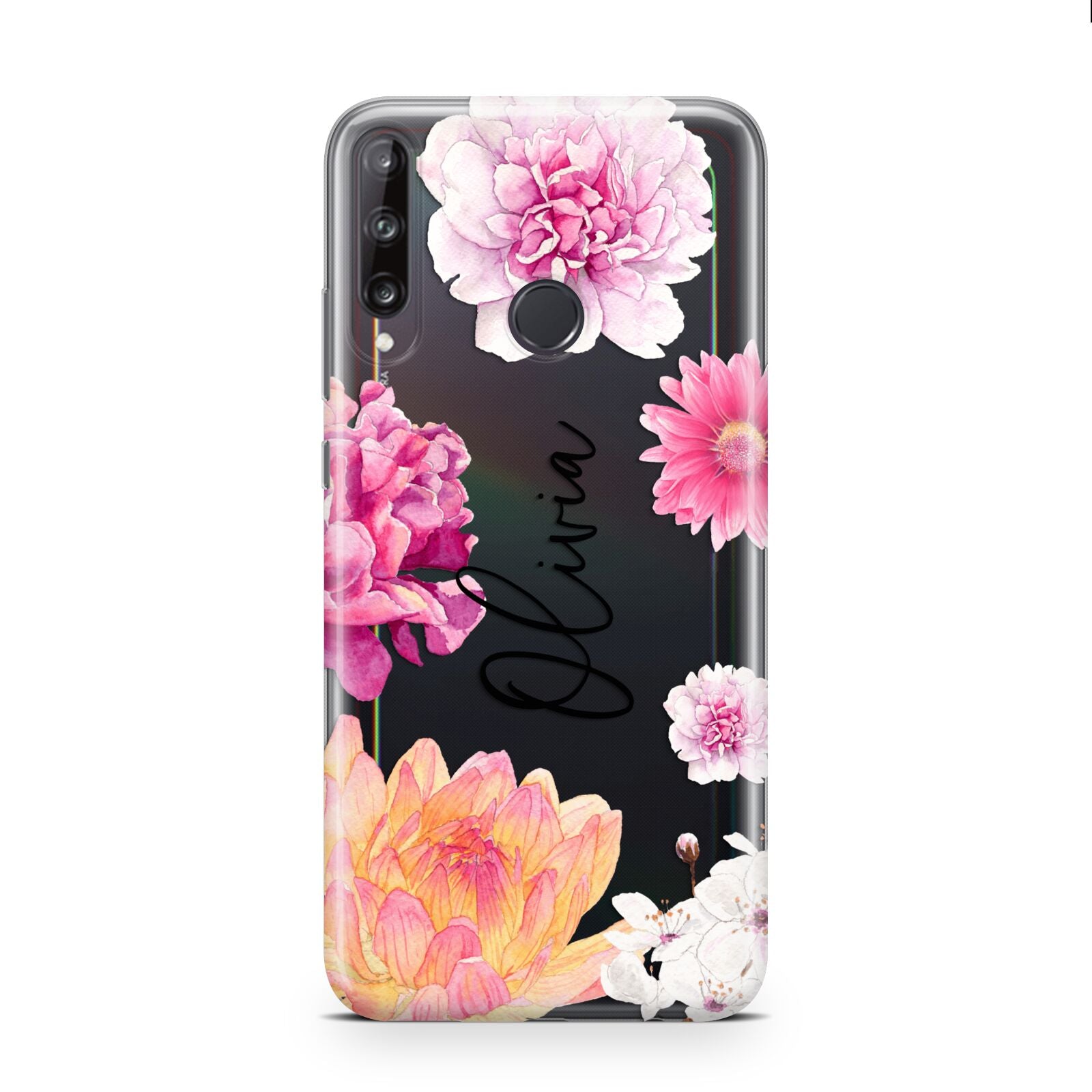 Personalised Dahlia Pink Huawei P40 Lite E Phone Case