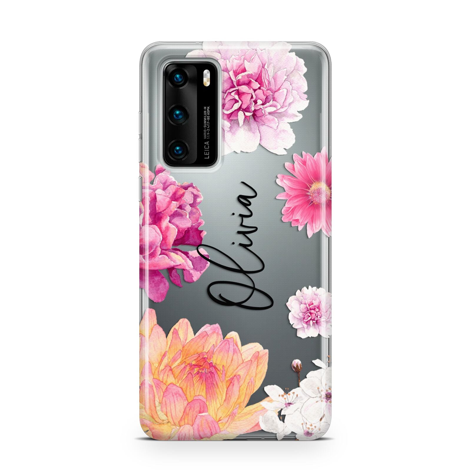 Personalised Dahlia Pink Huawei P40 Phone Case