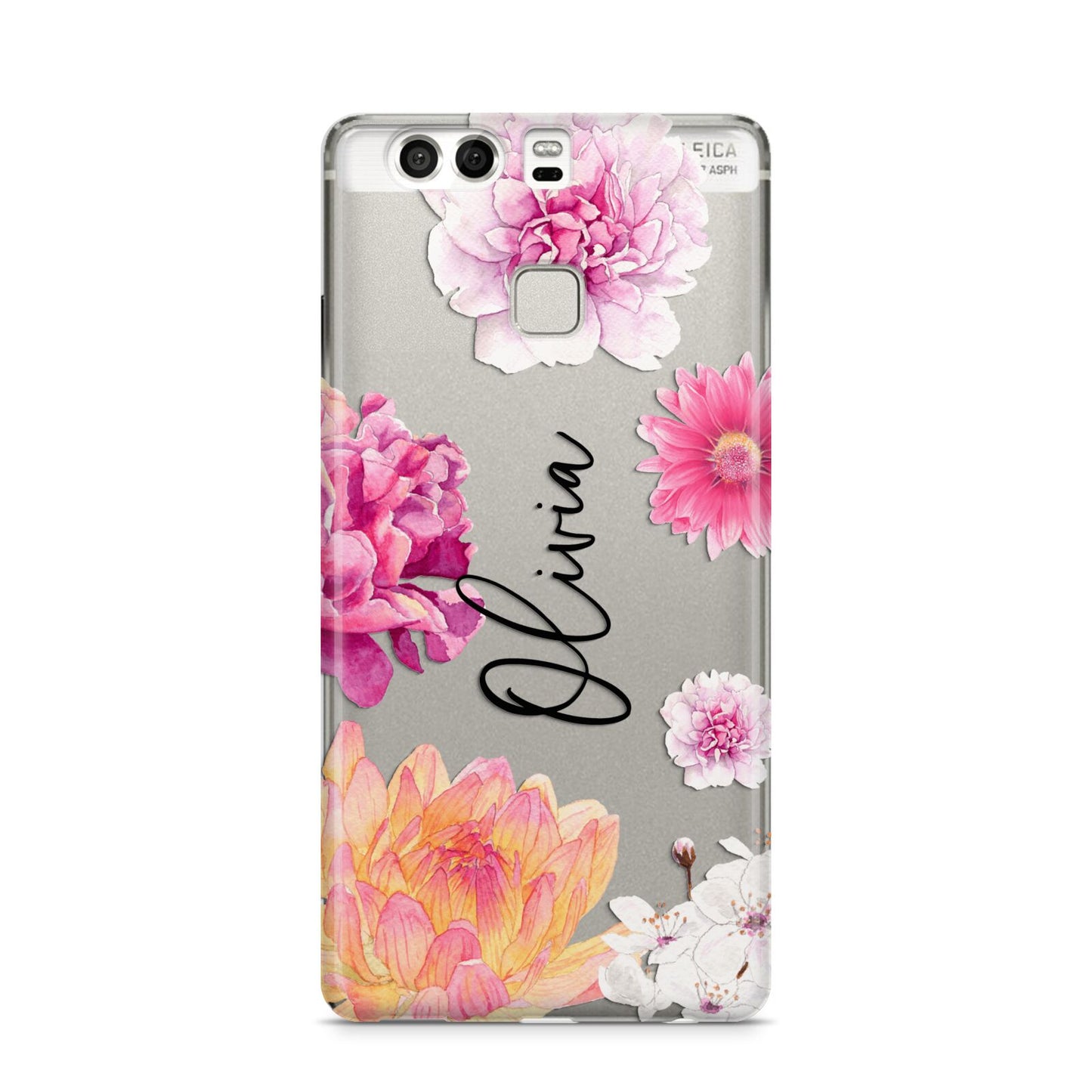 Personalised Dahlia Pink Huawei P9 Case