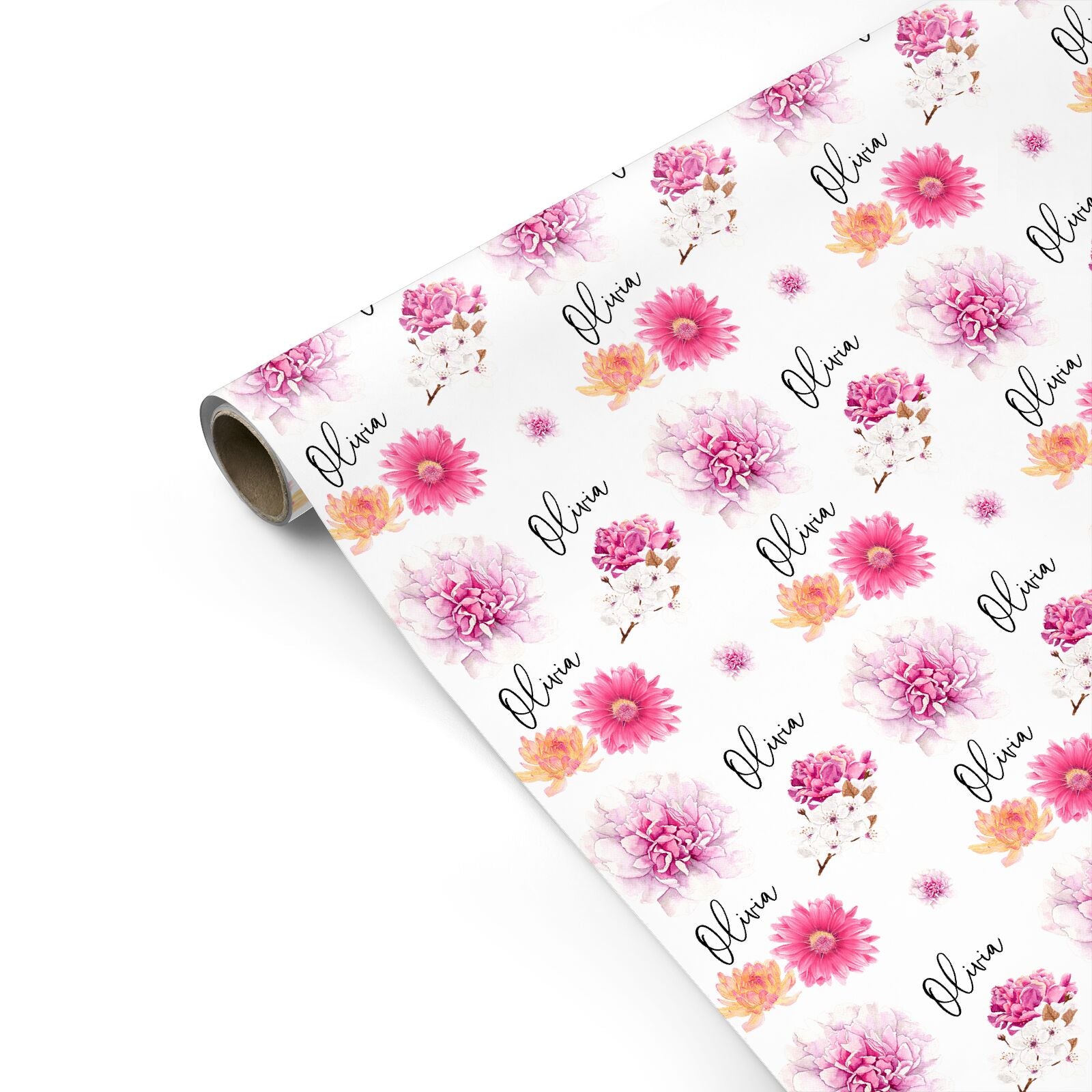 Personalised Dahlia Pink Personalised Gift Wrap