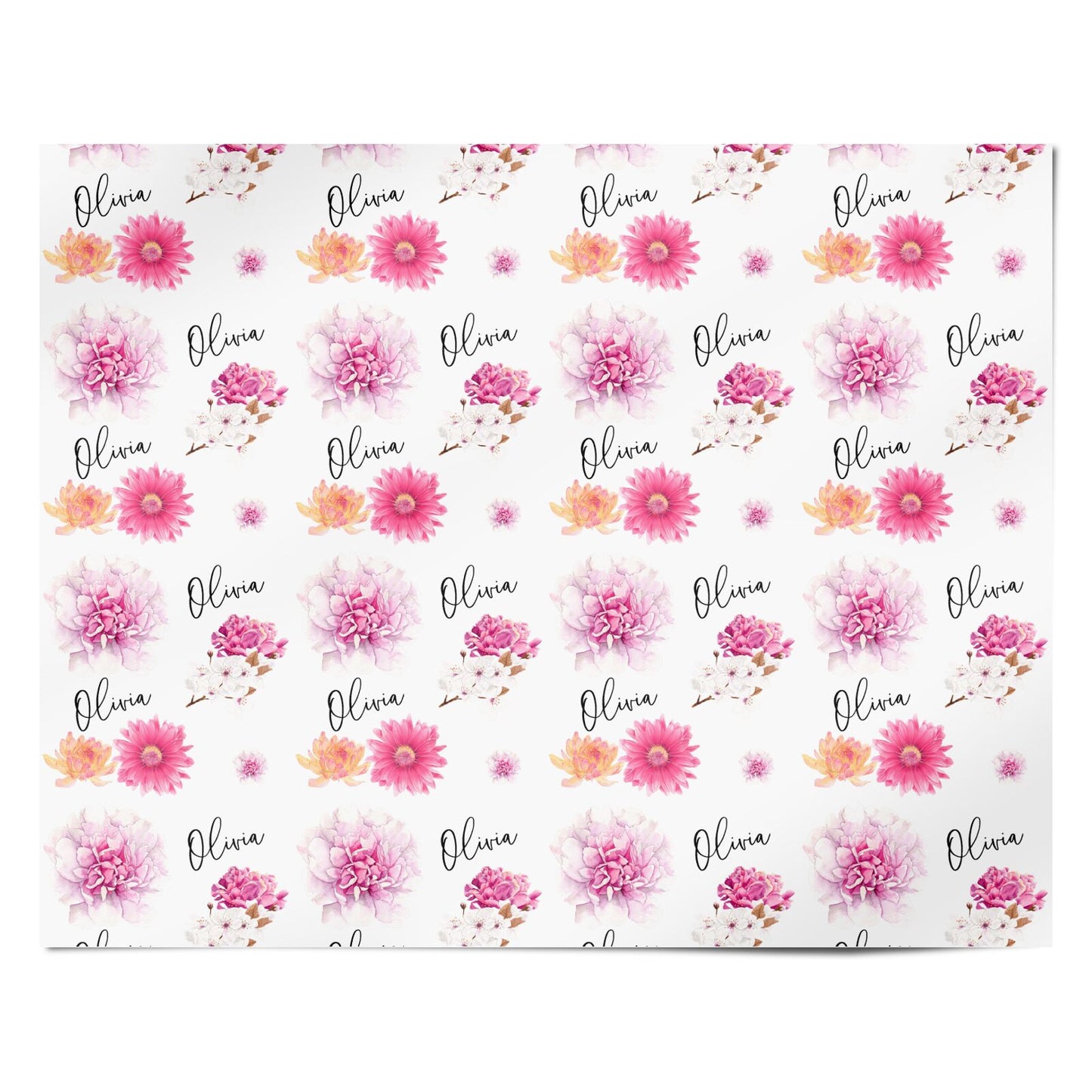 Personalised Dahlia Pink Personalised Wrapping Paper Alternative