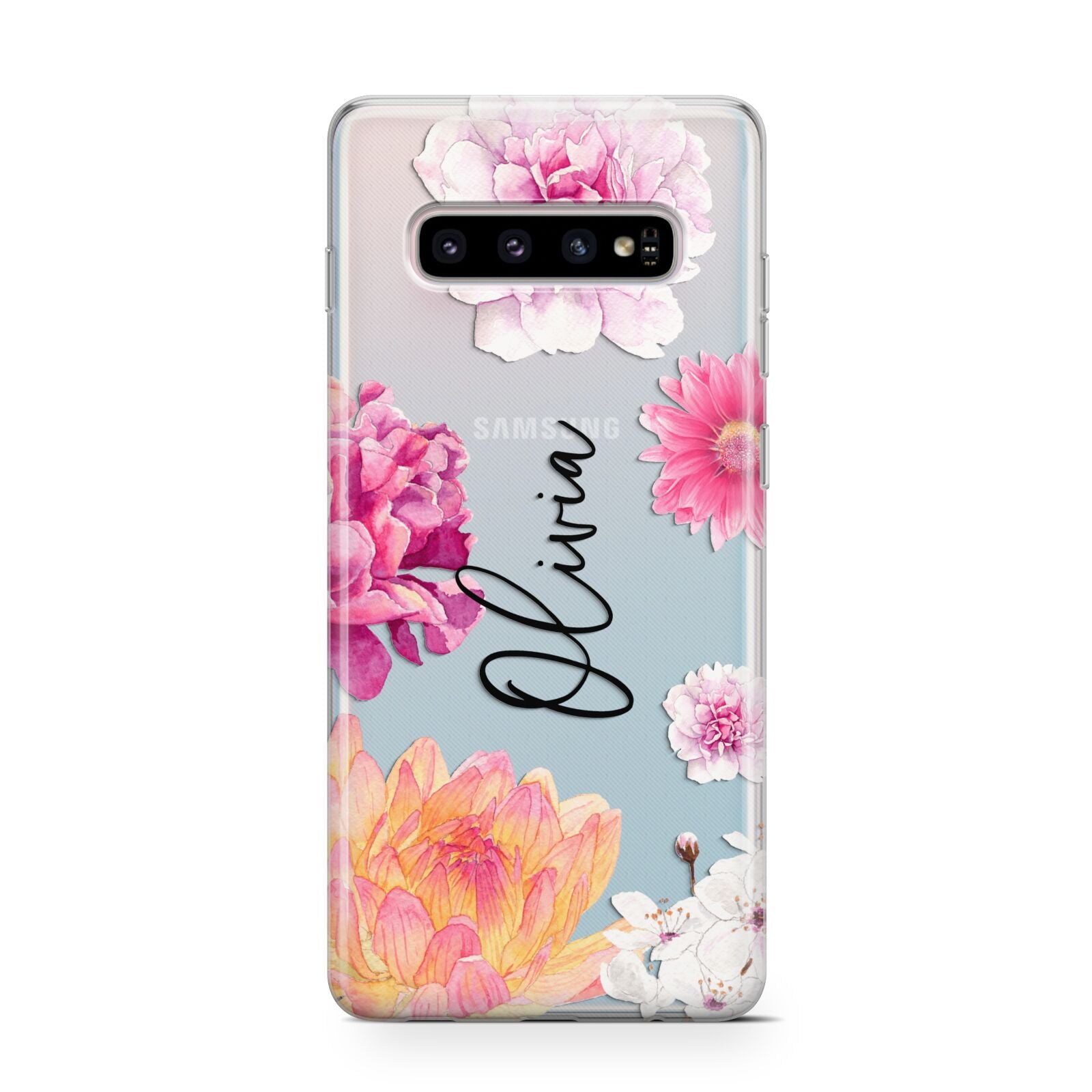 Personalised Dahlia Pink Protective Samsung Galaxy Case