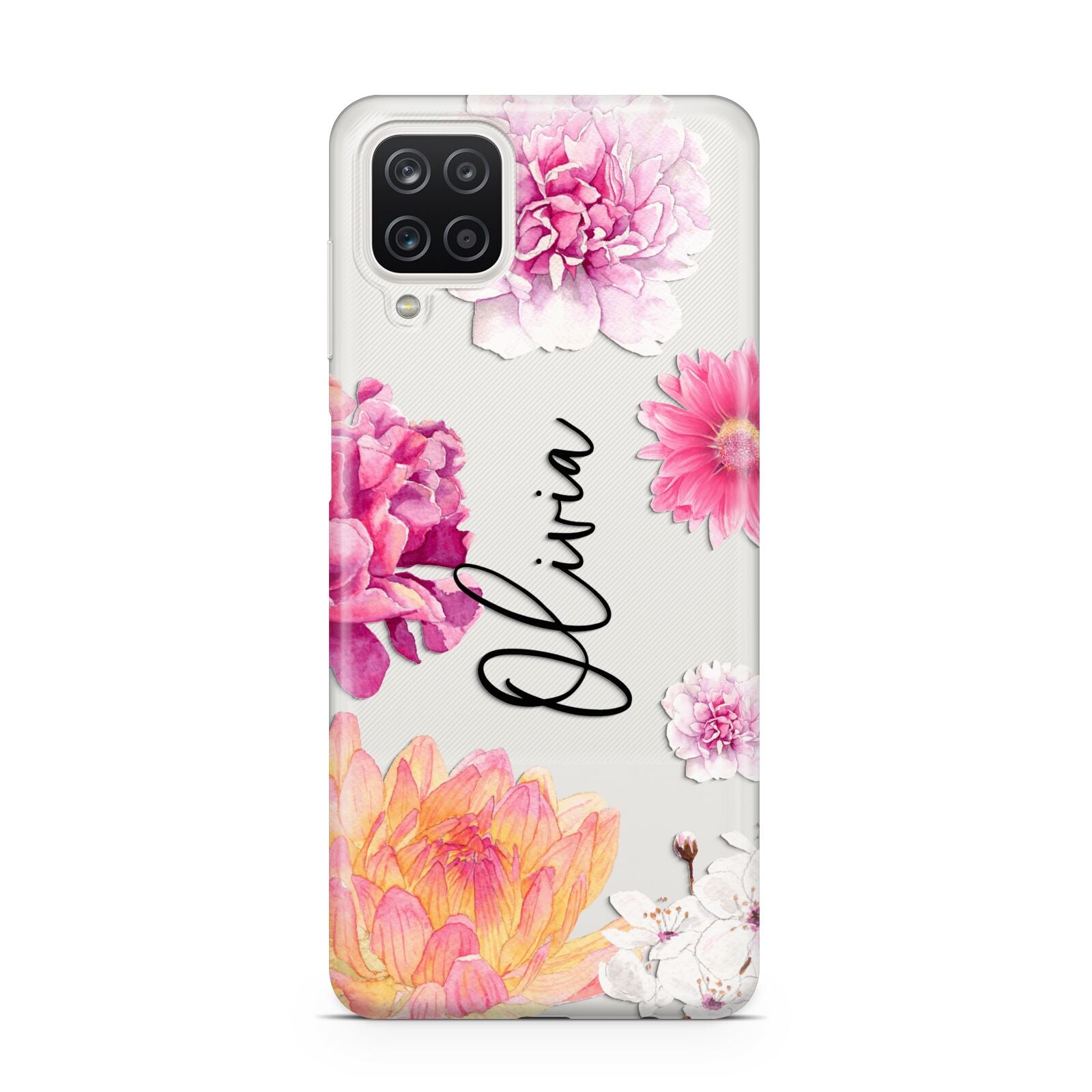 Personalised Dahlia Pink Samsung A12 Case