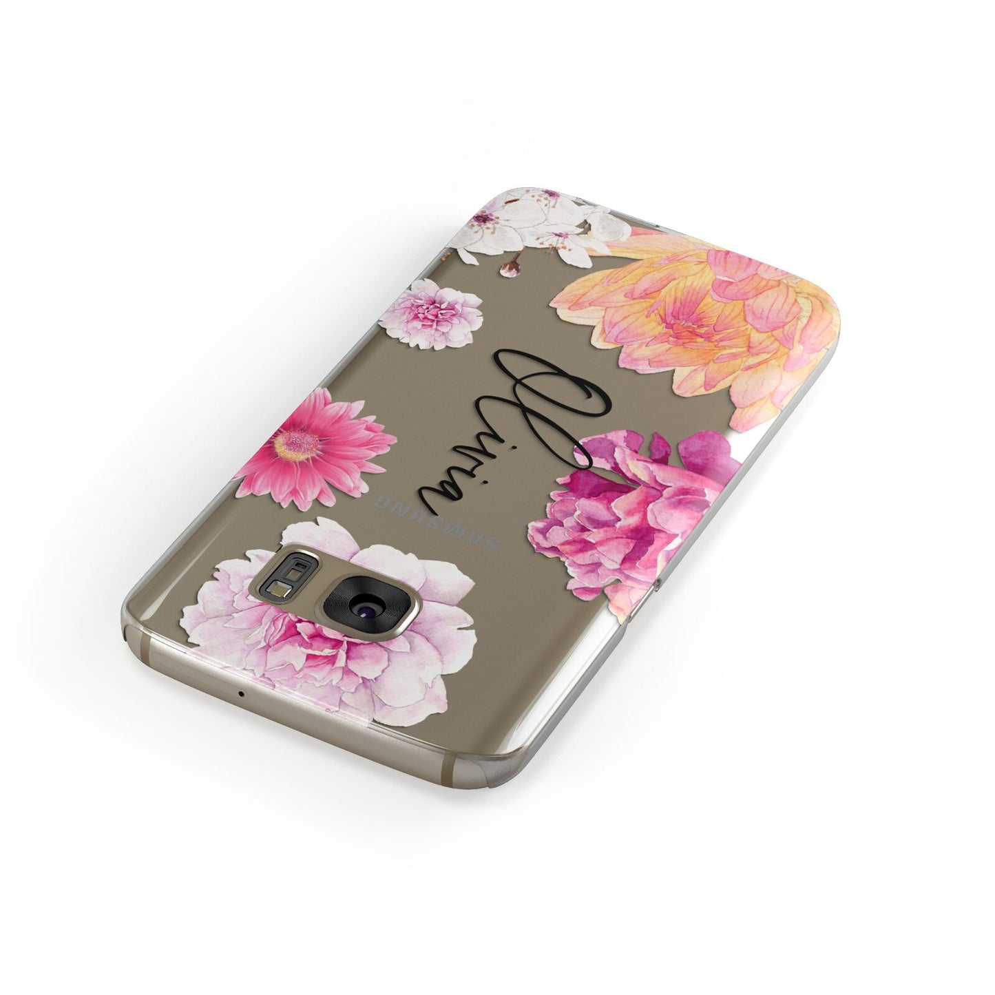 Personalised Dahlia Pink Samsung Galaxy Case Front Close Up