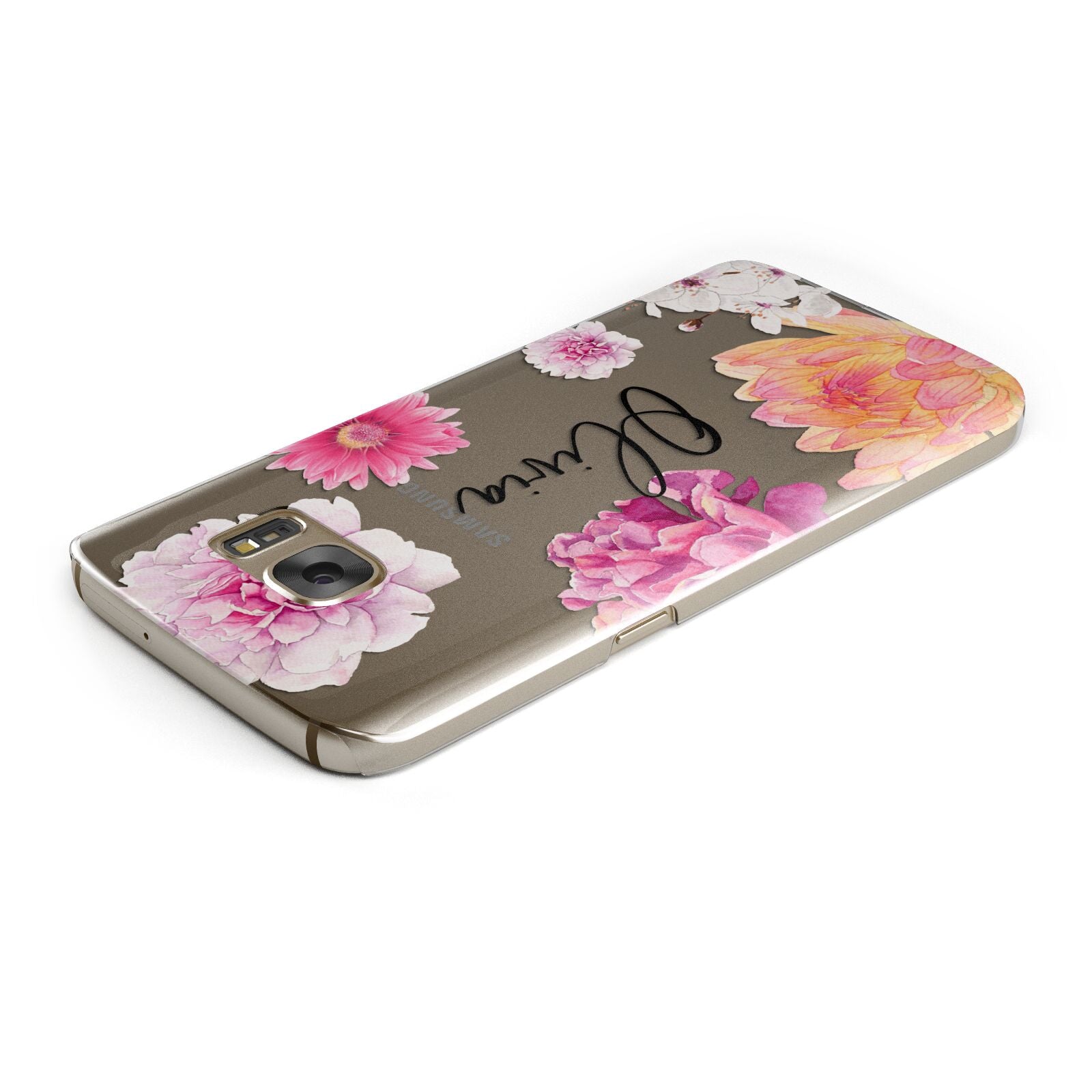 Personalised Dahlia Pink Samsung Galaxy Case Top Cutout