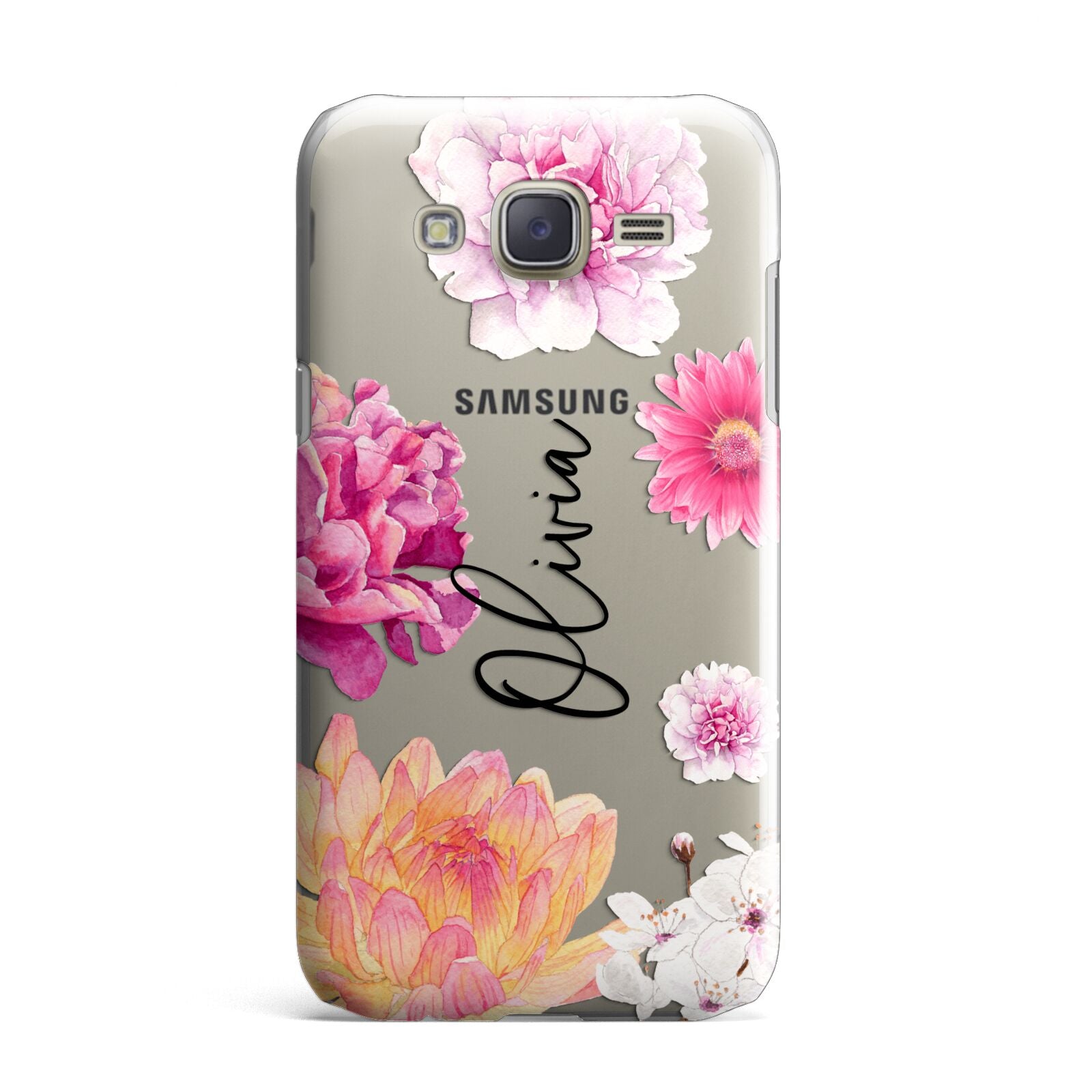 Personalised Dahlia Pink Samsung Galaxy J7 Case