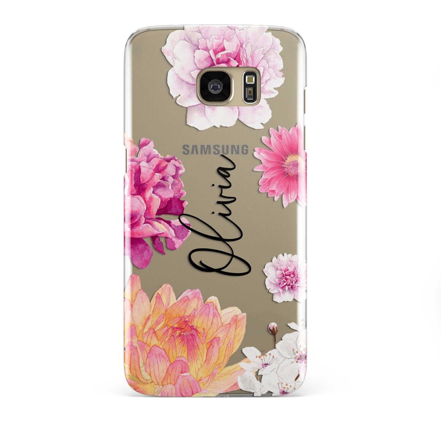 Personalised Dahlia Pink Samsung Galaxy S7 Edge Case