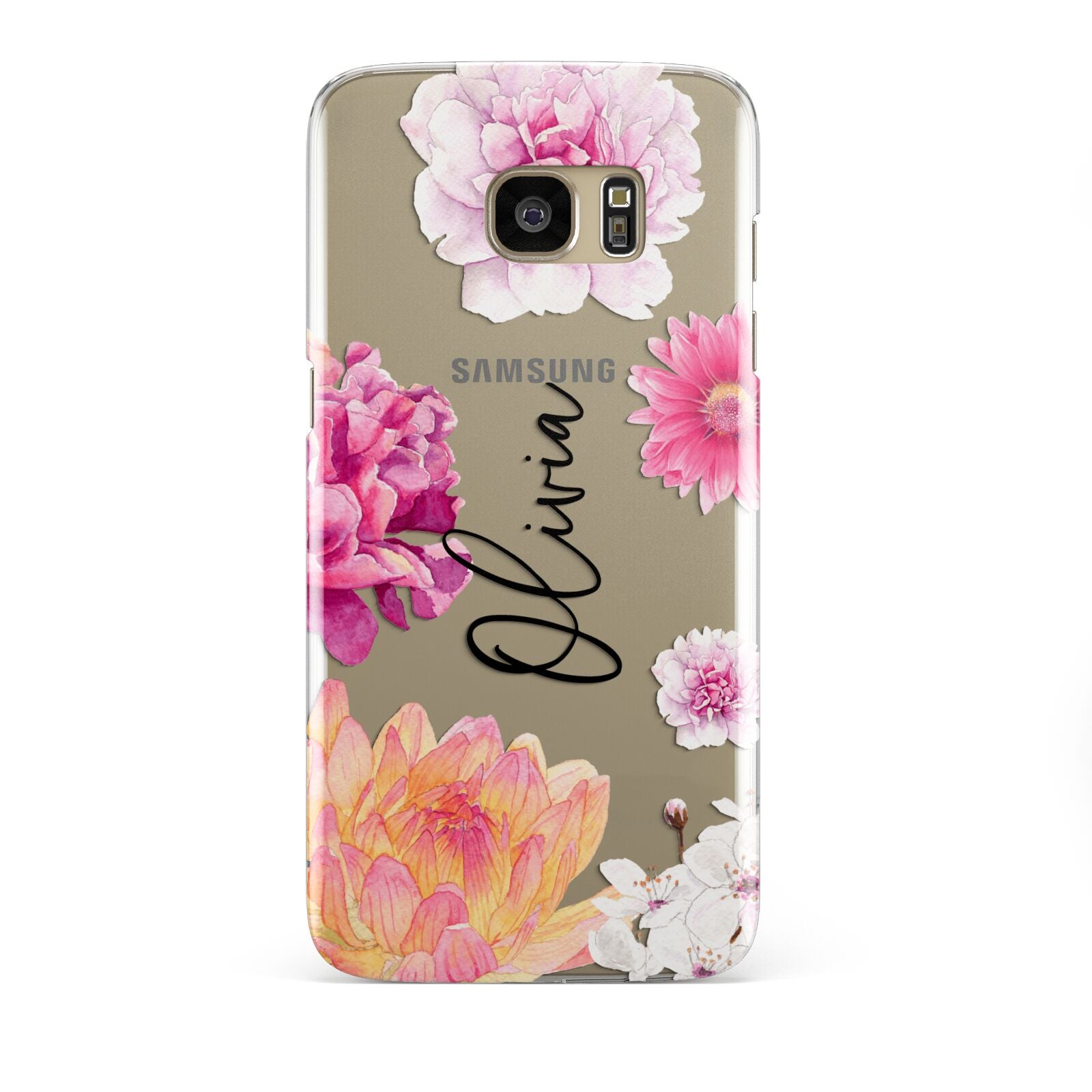 Personalised Dahlia Pink Samsung Galaxy S7 Edge Case