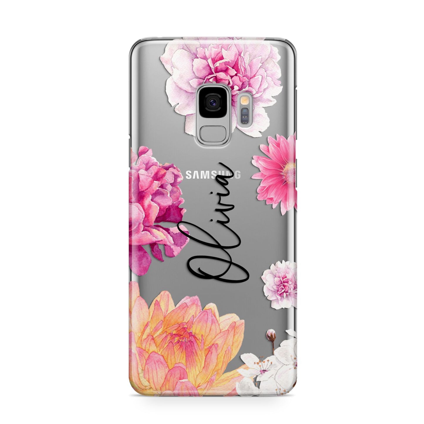 Personalised Dahlia Pink Samsung Galaxy S9 Case