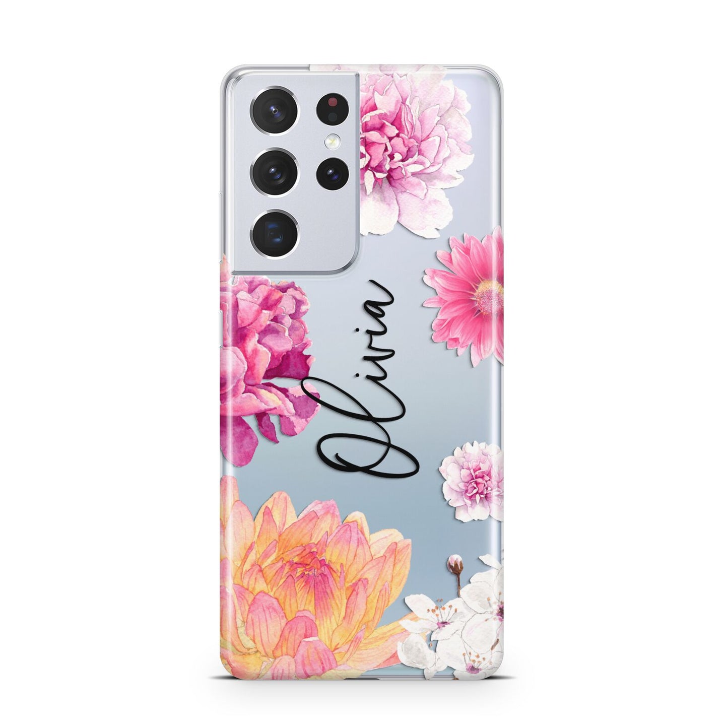 Personalised Dahlia Pink Samsung S21 Ultra Case