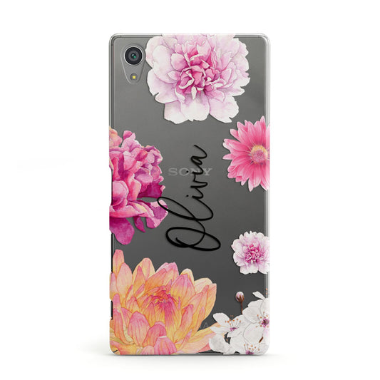 Personalised Dahlia Pink Sony Xperia Case