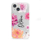 Personalised Dahlia Pink iPhone 13 Mini Clear Bumper Case