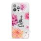 Personalised Dahlia Pink iPhone 13 Pro Max Clear Bumper Case