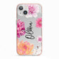 Personalised Dahlia Pink iPhone 13 TPU Impact Case with Pink Edges