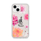 Personalised Dahlia Pink iPhone 14 Clear Tough Case Starlight