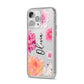 Personalised Dahlia Pink iPhone 14 Pro Max Clear Tough Case Silver Angled Image